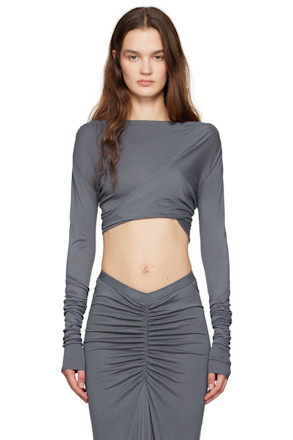 Gray Porterville Jade Crop T-shirt