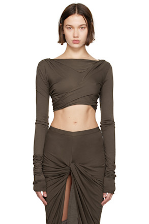 Taupe Porterville Jade LS Crop T-shirt