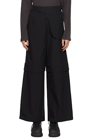 Black Wide Waistbag Convertible Trousers