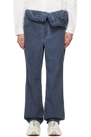 Navy Asymmetric Flower Trousers