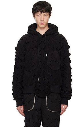 Black Laser Slashed Fleece Hoodie