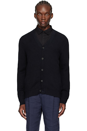 Navy Textured Knit Cardigan