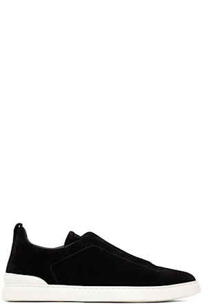 Black Suede Triple Stitch Sneakers
