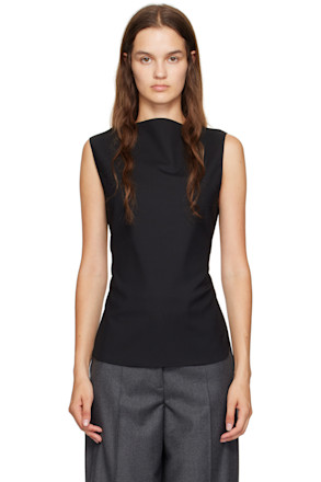 Black Open Back Tank Top