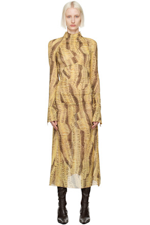 Yellow Serpent Midi Dress