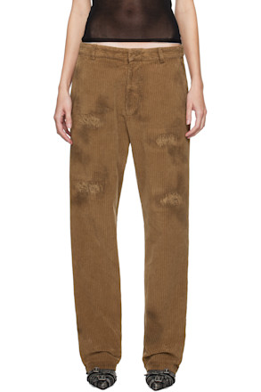 Brown Dean Distressed Corduroy Trousers