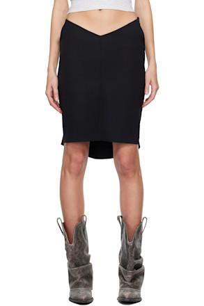 Black Plunged Tailor Miniskirt