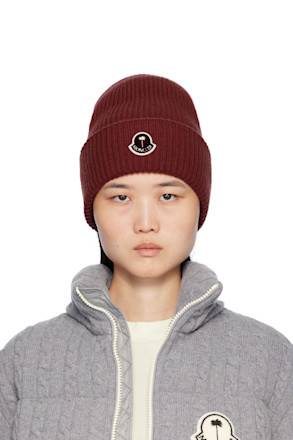 Moncler x Palm Angels Burgundy Logo Beanie