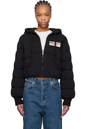 Moncler x Palm Angels Black Zip Up Down Hoodie
