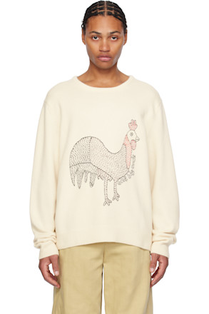 White 'One Big Cock' Cashmere Sweater