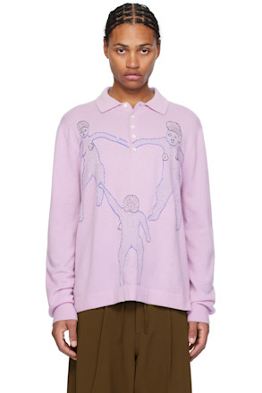 Purple 'Woman' Cashmere LS Polo