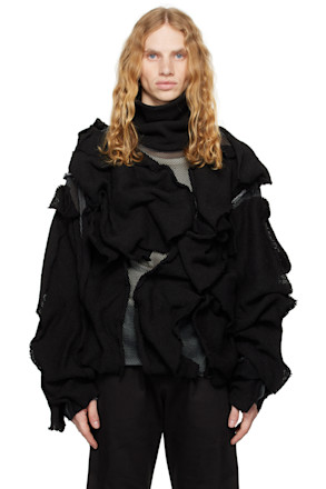 Black Peel-Off Knit Turtleneck