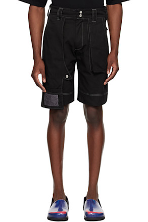 Black 7-Poc Denim Shorts