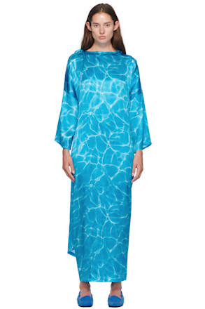 Blue Peignoir Maxi Dress