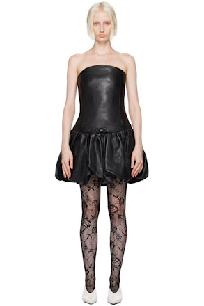Black 'The Bubble' Leather Minidress