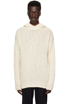 Beige Chunky Knit Hoodie
