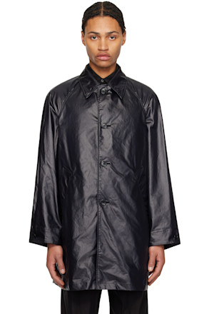 Black Leather-Like Car Coat