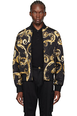 Black Chromo Couture Reversible Bomber Jacket
