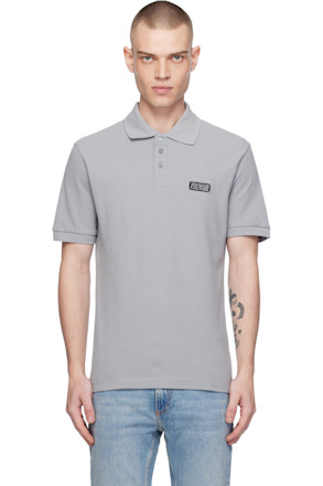 Gray Logo Slim-Fit Polo