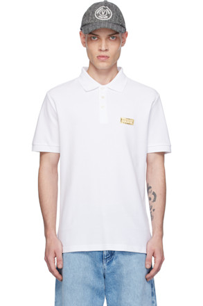 White Logo Slim-Fit Polo