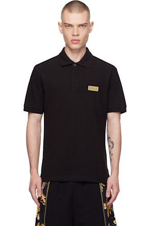 Black Logo Slim-Fit Polo