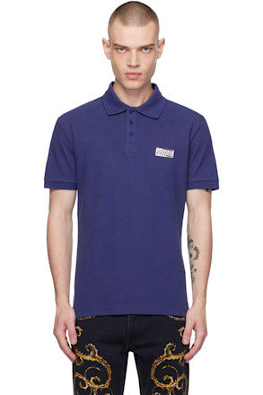 Blue Logo Slim-Fit Polo