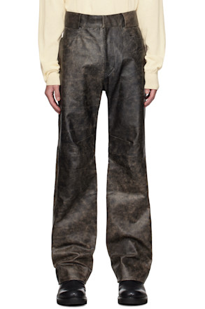 Brown Office Leather Pants