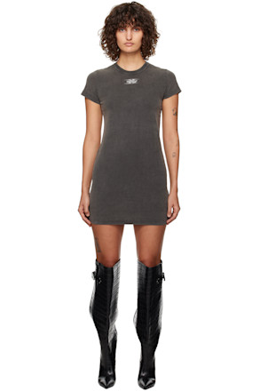 Gray Blade Logo-Embossed Minidress