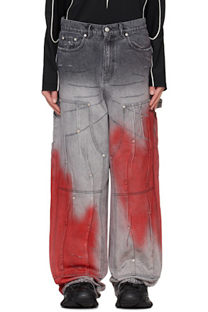 Gray & Red Workwear Multi Rivet Jeans