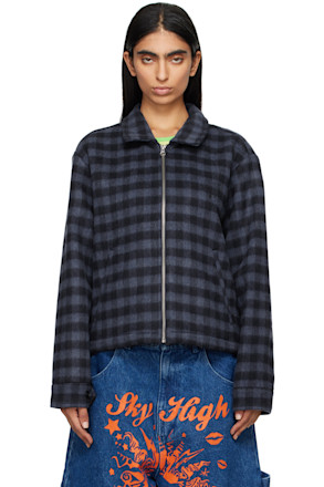 Navy Wool Zip Jacket