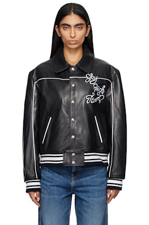 Black 'Sky High Entertainment' Leather Jacket