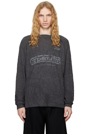 Gray Knit Football Polo