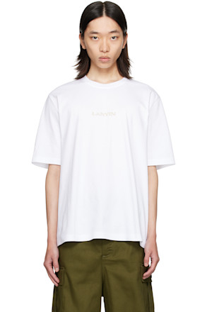 White 'Lanvin' Embroidered Classic T-Shirt