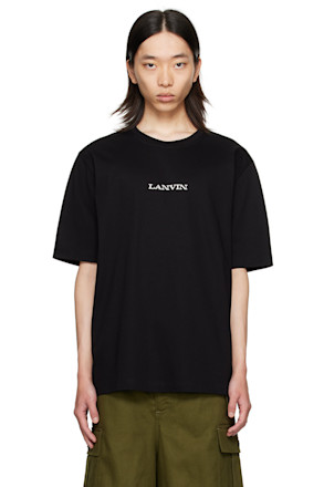 Black 'Lanvin' Embroidered Classic T-Shirt