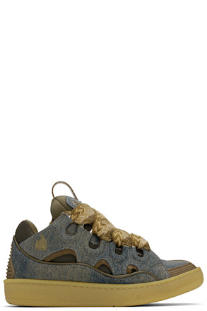 SSENSE Exclusive Blue & Brown Curb Denim Sneakers