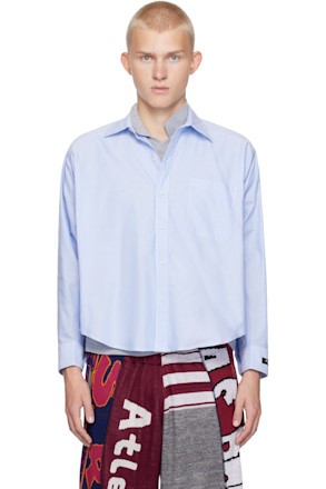 Blue Moved Neckline Shirt