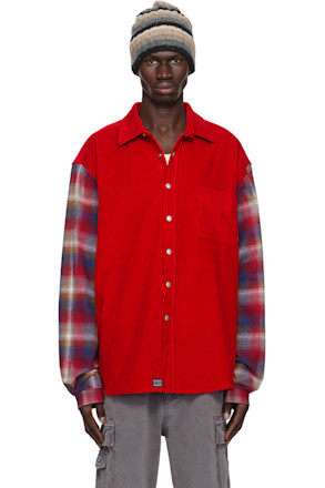 Red Plaid Sleeve Overshirt