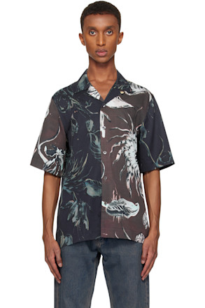 Navy & Brown Mixed Panel Thistleberry Shirt