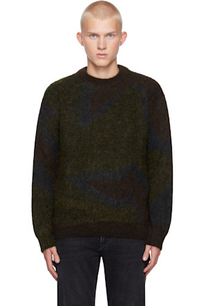 Green Photogram Leaves Mohair-Blend Sweater