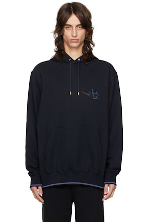Navy Embroidered Logo Hoodie