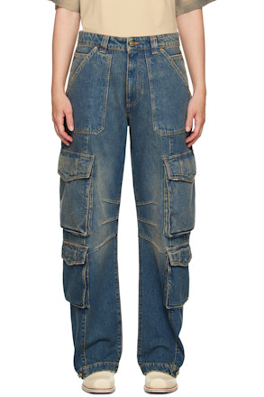 Blue Distressed Finish Jeans