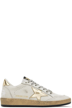 White & Gold Ball Star Sneakers