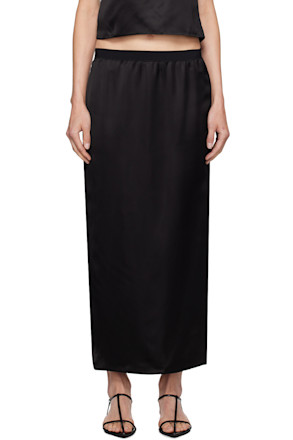 Black Slip Midi Skirt