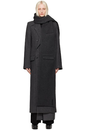 Gray Double Breasted Collarbone Coat