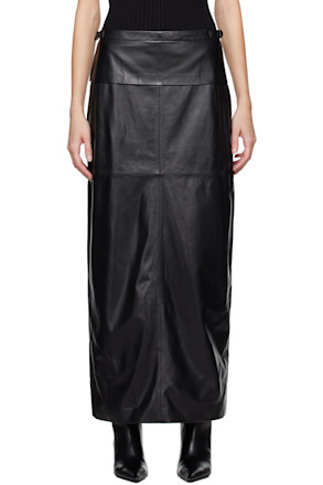 Black Adriana Leather Maxi Skirt