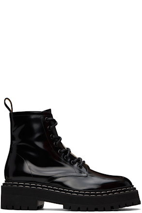 Black Lug Sole Lace Up Boots