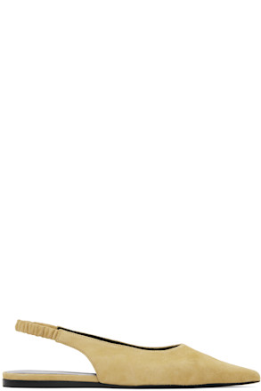 Beige Spike Slingback Ballerina Flats