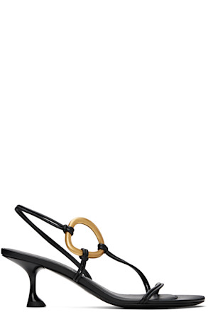 Black Hoop Slingback Heeled Sandals