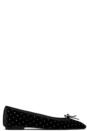 Black Lilouh Almond-Toe Ballerina Flats