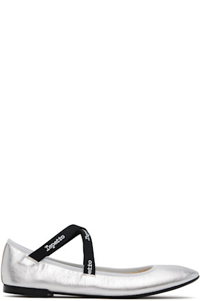 Silver Joana Mary Jane Ballerina Flats